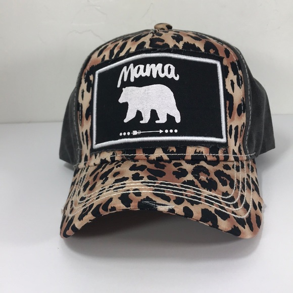 << Mama Bear Leopard and Black Baseball Hat >> - Picture 3 of 6